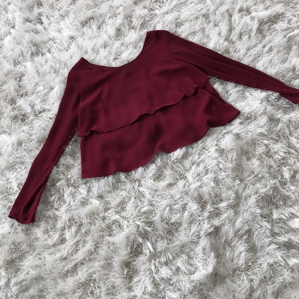 Red Crop Long Sleeve Blouse Size XS